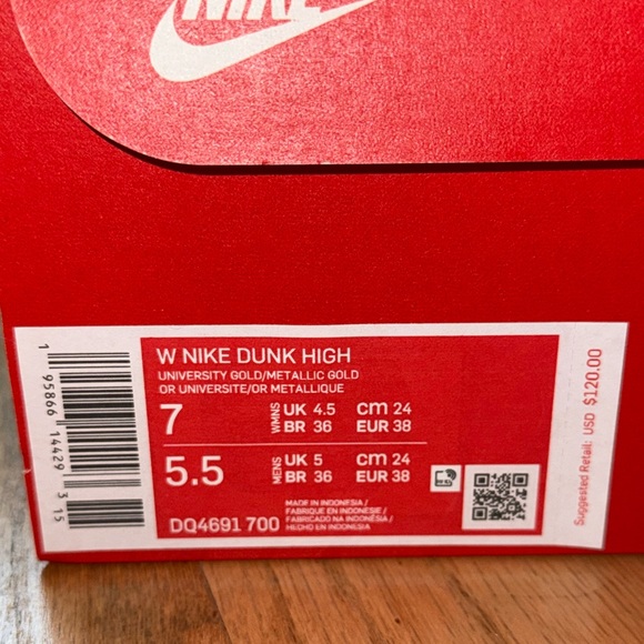 Nike Dunk High University Gold Orange W  size 7, DQ4691700 Brand New! - Picture 4 of 8